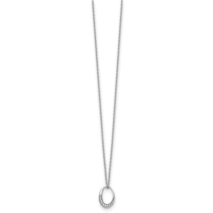 Sterlingsilber Weiß Eis Rhodiniert 18 Zoll Diamant Offen Oval Halskette mit 2 Verlängerung