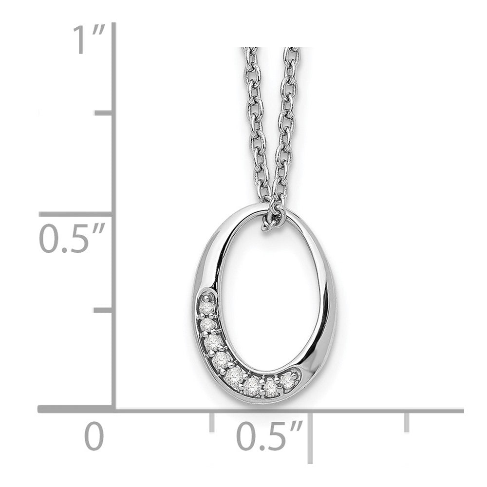 Sterlingsilber Weiß Eis Rhodiniert 18 Zoll Diamant Offen Oval Halskette mit 2 Verlängerung