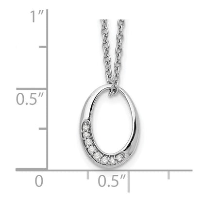 Sterlingsilber Weiß Eis Rhodiniert 18 Zoll Diamant Offen Oval Halskette mit 2 Verlängerung