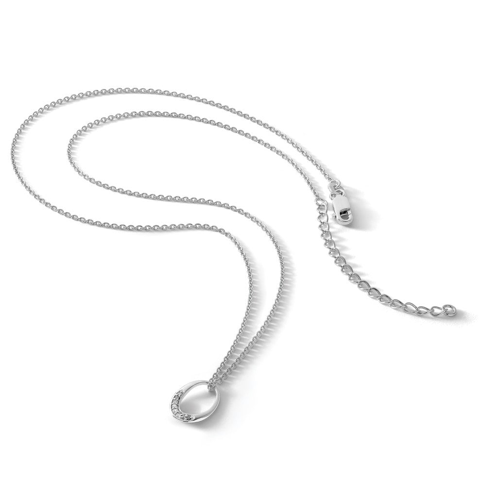 Sterlingsilber Weiß Eis Rhodiniert 18 Zoll Diamant Offen Oval Halskette mit 2 Verlängerung