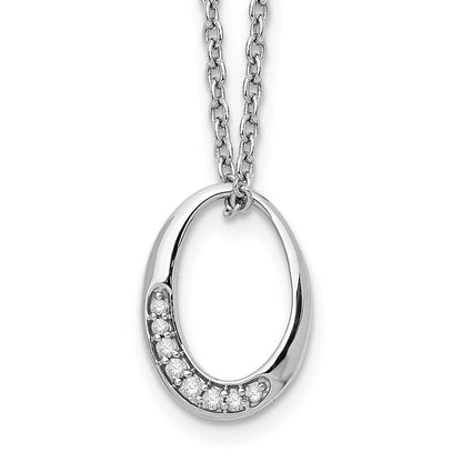 Sterlingsilber Weiß Eis Rhodiniert 18 Zoll Diamant Offen Oval Halskette mit 2 Verlängerung