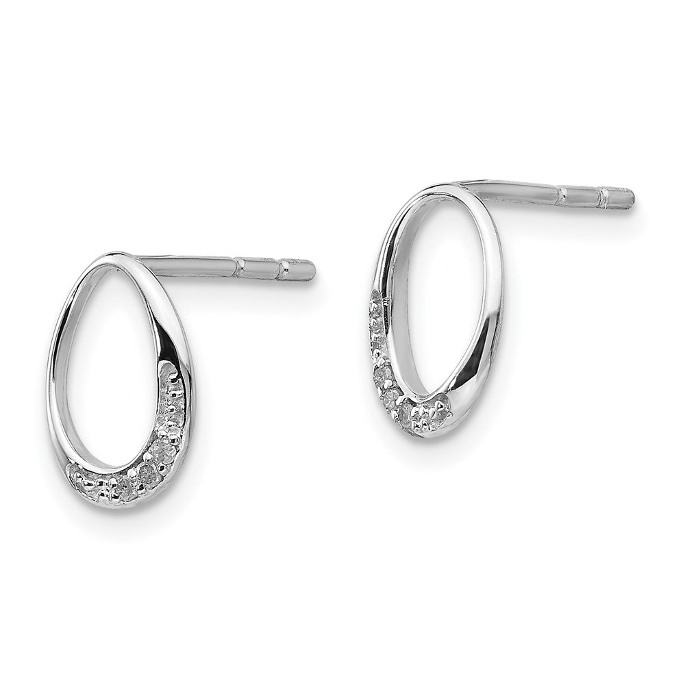 Sterlingsilber rhodinierte offene ovale Diamant-Ohrstecker
