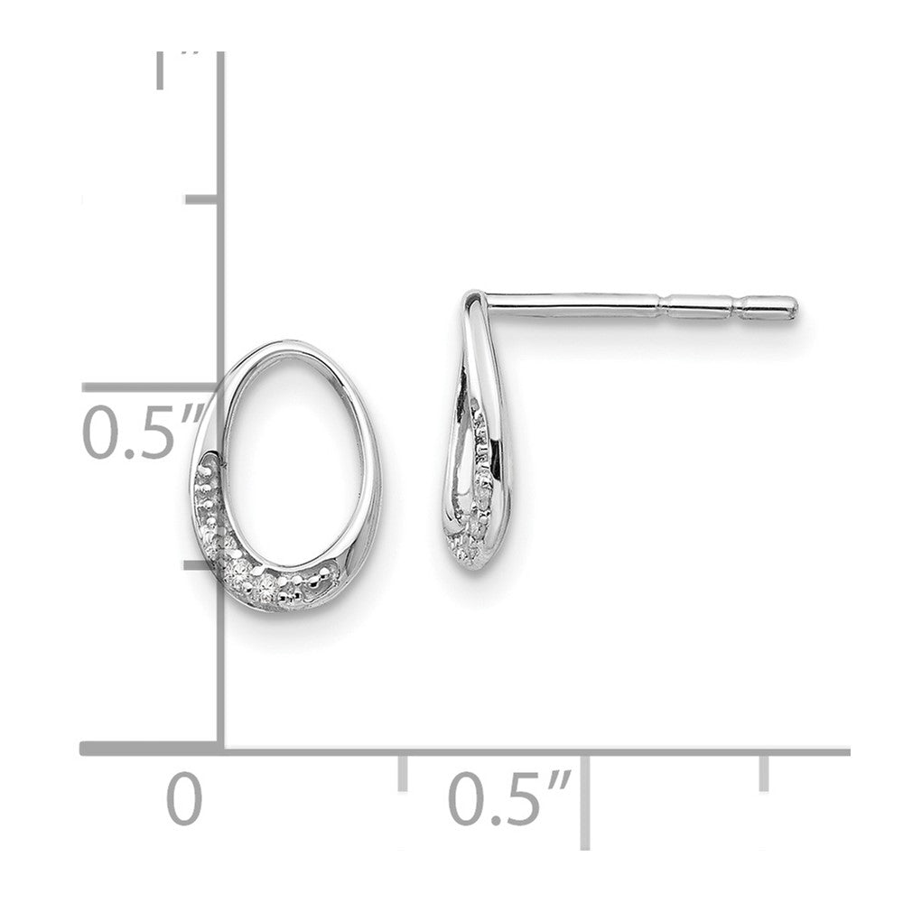Sterlingsilber rhodinierte offene ovale Diamant-Ohrstecker