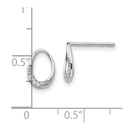 Sterlingsilber rhodinierte offene ovale Diamant-Ohrstecker