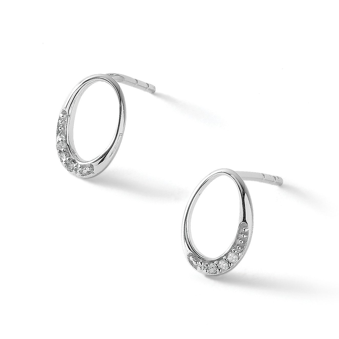 Sterlingsilber rhodinierte offene ovale Diamant-Ohrstecker