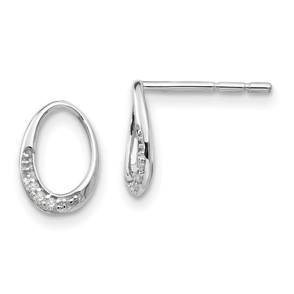 Sterlingsilber rhodinierte offene ovale Diamant-Ohrstecker