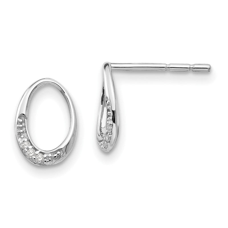 Sterlingsilber rhodinierte offene ovale Diamant-Ohrstecker