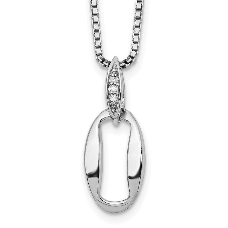 Sterlingsilber Weiß Eis Rhodiniert 18 Zoll Diamant Halskette mit 2 Verlängerung