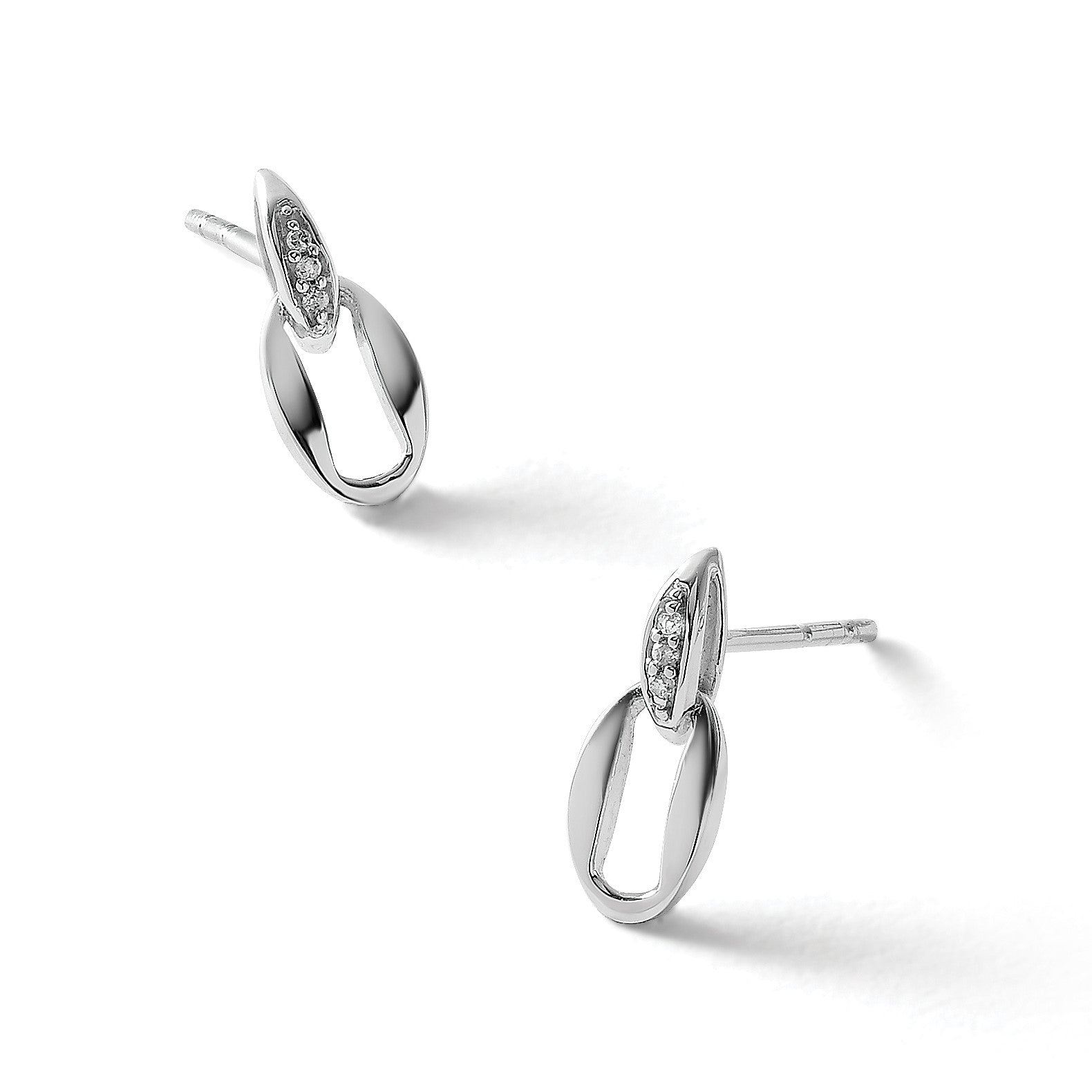 White Ice Ohrhänger mit Ohrstecker offen oval Diamant Sterlingsilber rhodiniert