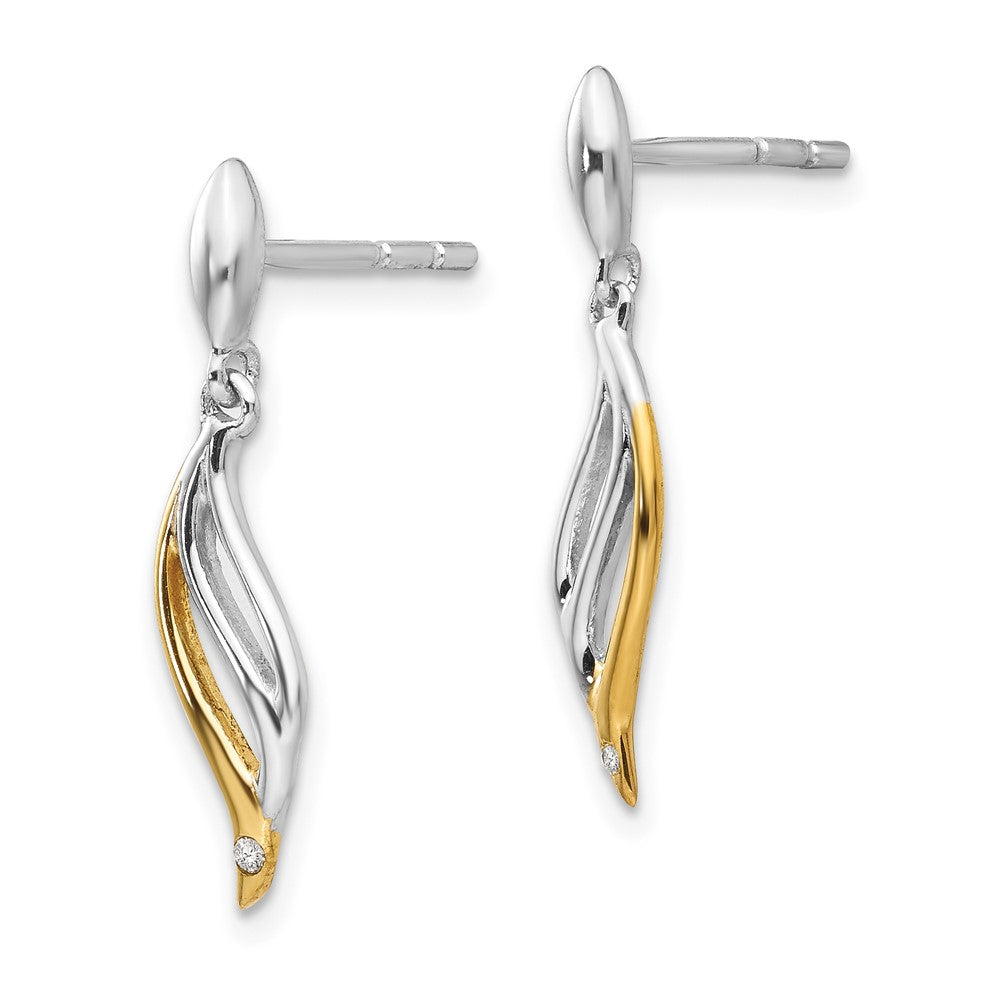 White Ice Sterlingsilber Diamant-Ohrhänger mit Ohrstecker, rhodiniert und vergoldet