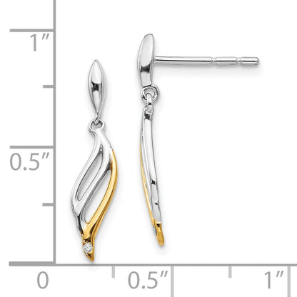 White Ice Sterlingsilber Diamant-Ohrhänger mit Ohrstecker, rhodiniert und vergoldet
