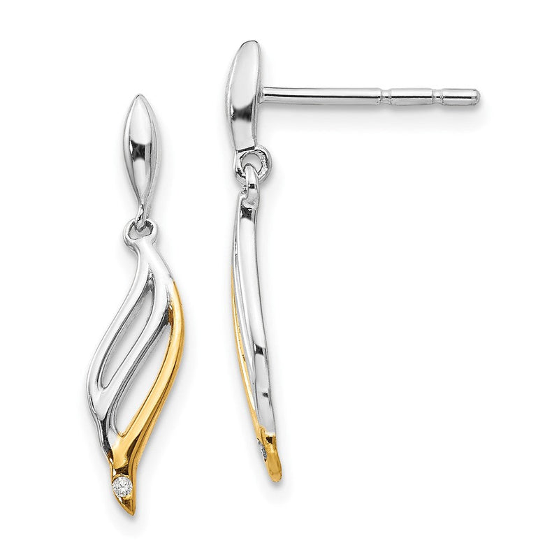 White Ice Sterlingsilber Diamant-Ohrhänger mit Ohrstecker, rhodiniert und vergoldet