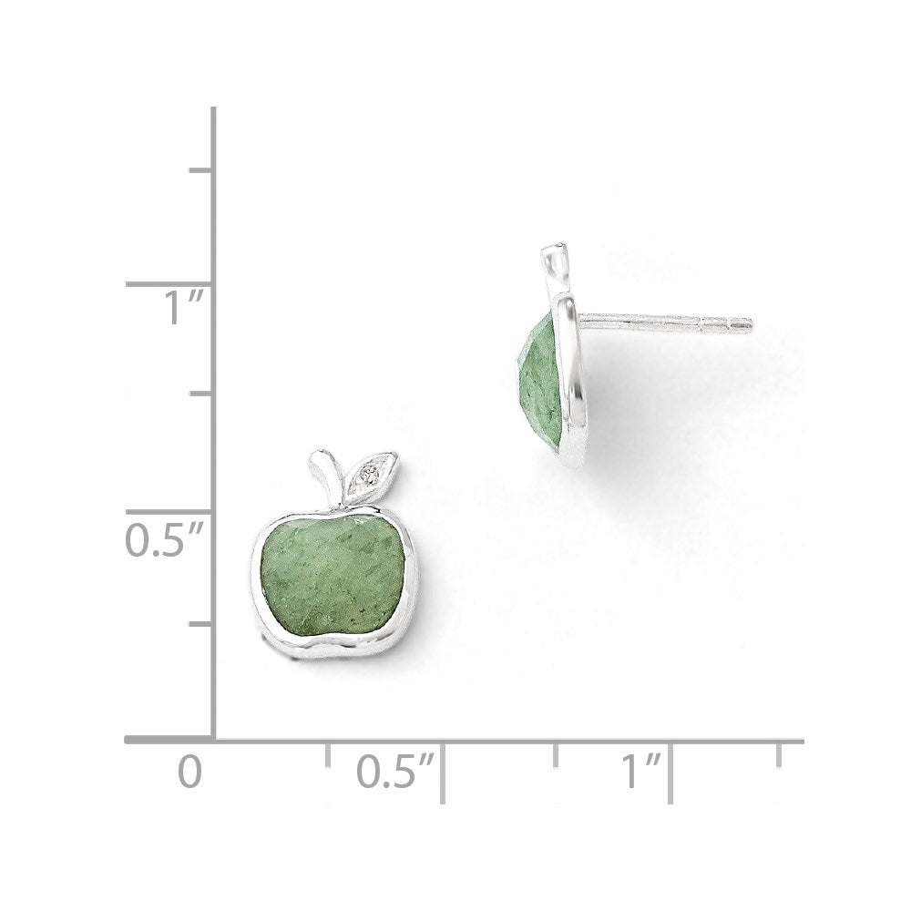 Sterlingsilber Ohrstecker mit weißem Ice, grünem Aventurin und 0,5 pt Diamant