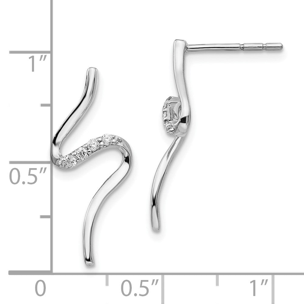 Rhodinierte Diamant-Ohrhänger aus Sterlingsilber in S-Form mit Steckverschluss