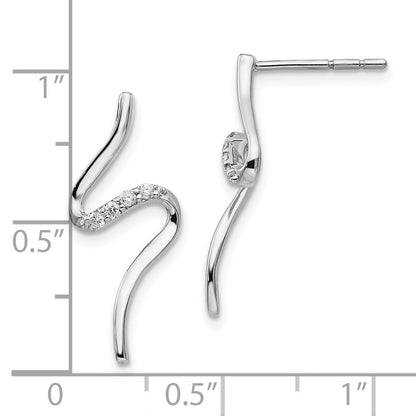 Rhodinierte Diamant-Ohrhänger aus Sterlingsilber in S-Form mit Steckverschluss
