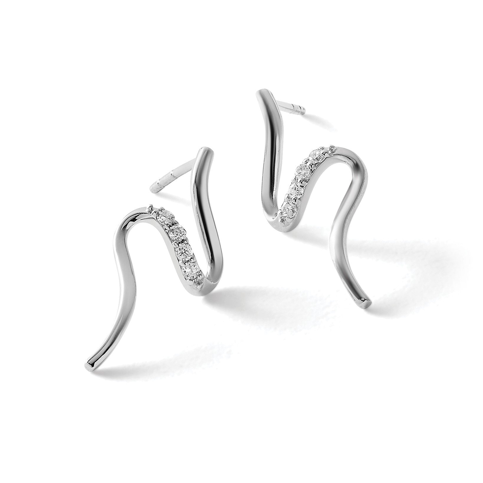 Rhodinierte Diamant-Ohrhänger aus Sterlingsilber in S-Form mit Steckverschluss