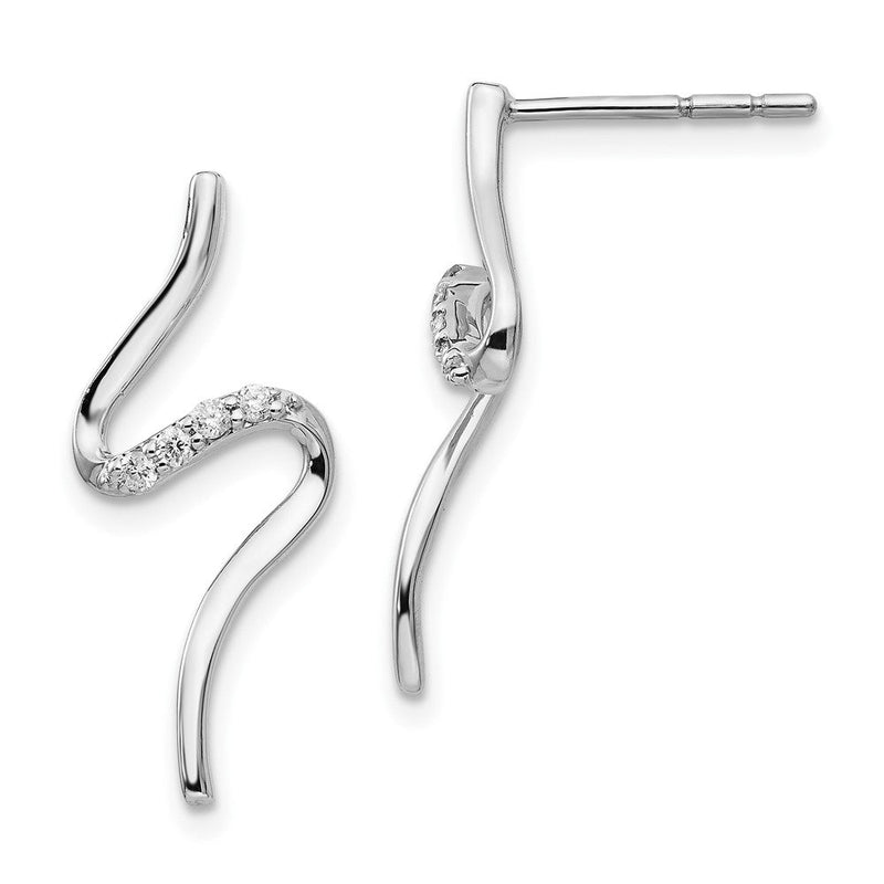 Rhodinierte Diamant-Ohrhänger aus Sterlingsilber in S-Form mit Steckverschluss