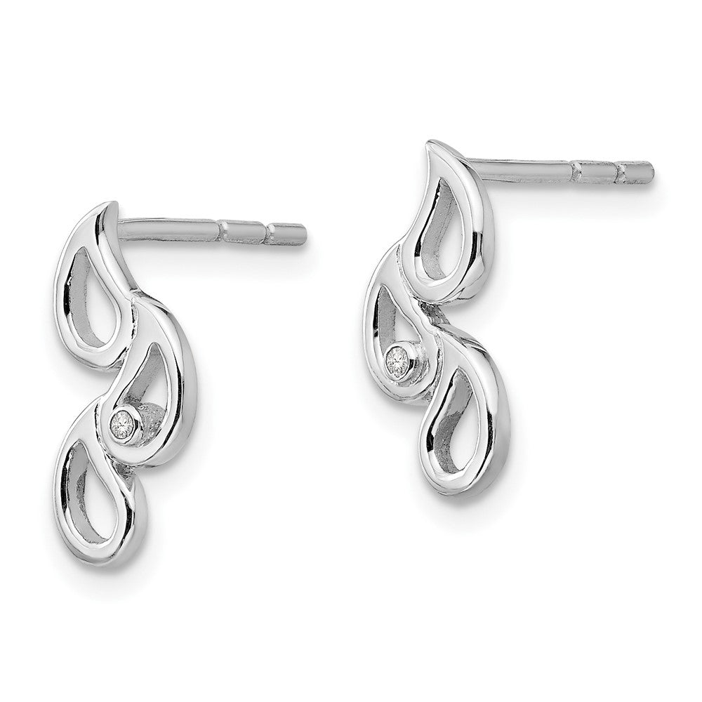 Rhodinierte Sterlingsilber-Ohrstecker mit Diamanten im Regentropfen-Design