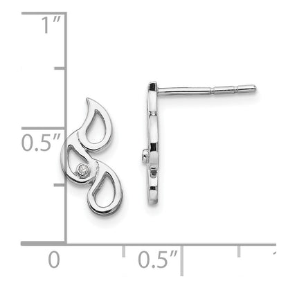 Rhodinierte Sterlingsilber-Ohrstecker mit Diamanten im Regentropfen-Design
