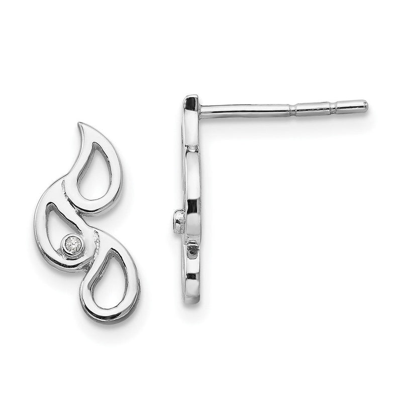 Rhodinierte Sterlingsilber-Ohrstecker mit Diamanten im Regentropfen-Design