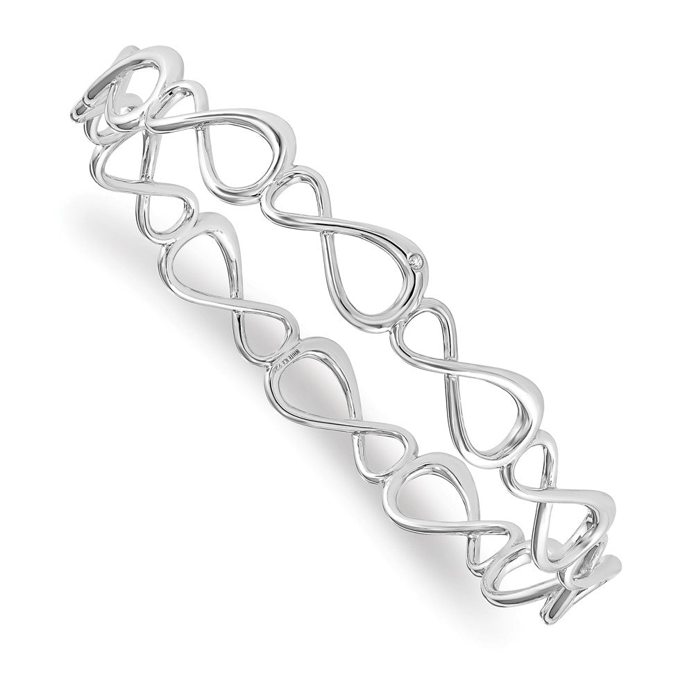 Sterlingsilber Weiß Eis Rhodiniert Diamant Unendlichkeit Symbol Armreif