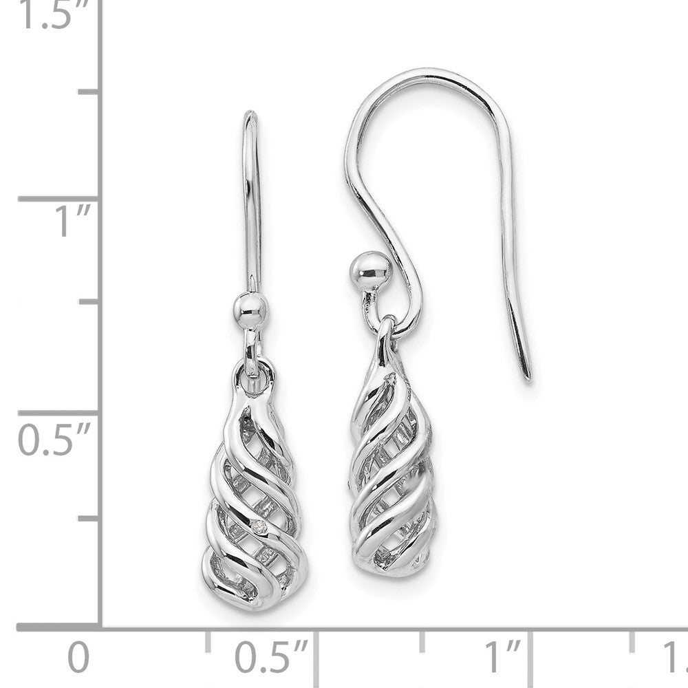 White Ice Ohrhänger mit Diamant-Spirale aus rhodiniertem Sterlingsilber, mit Ohrhaken