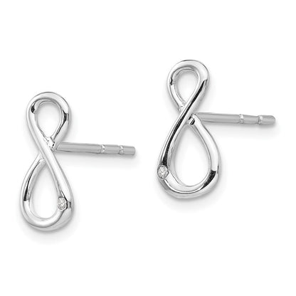 White Ice Ohrstecker aus rhodiniertem Sterlingsilber mit Diamant-Unendlichkeitssymbol