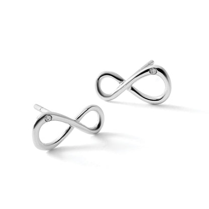 White Ice Ohrstecker aus rhodiniertem Sterlingsilber mit Diamant-Unendlichkeitssymbol