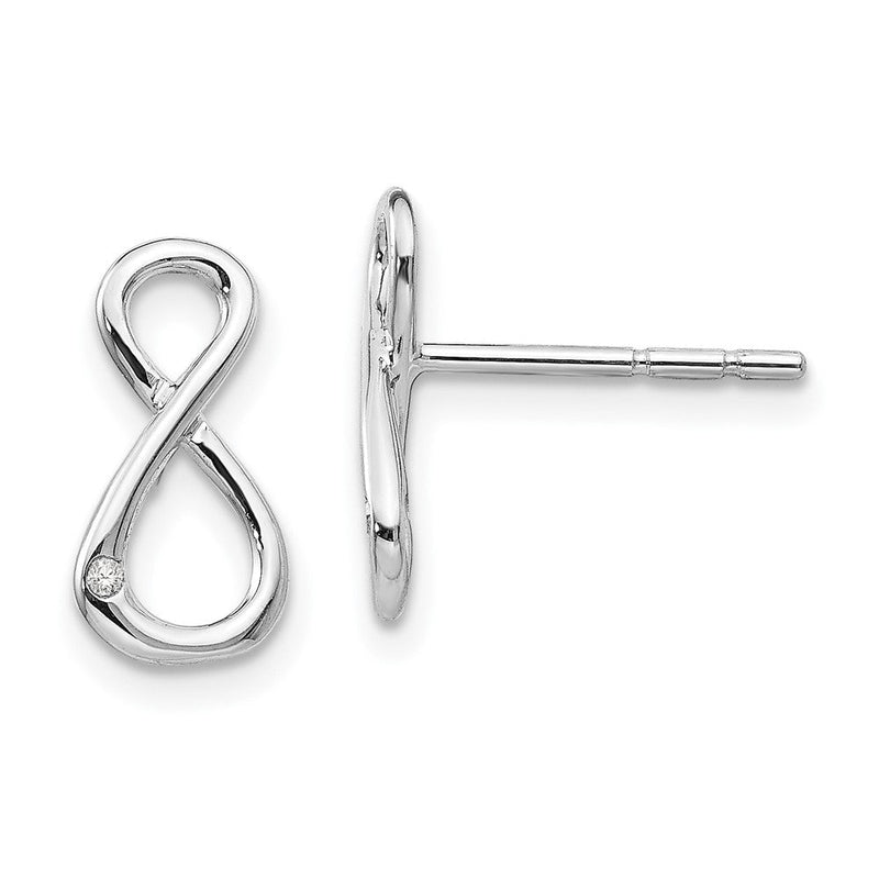 White Ice Ohrstecker aus rhodiniertem Sterlingsilber mit Diamant-Unendlichkeitssymbol