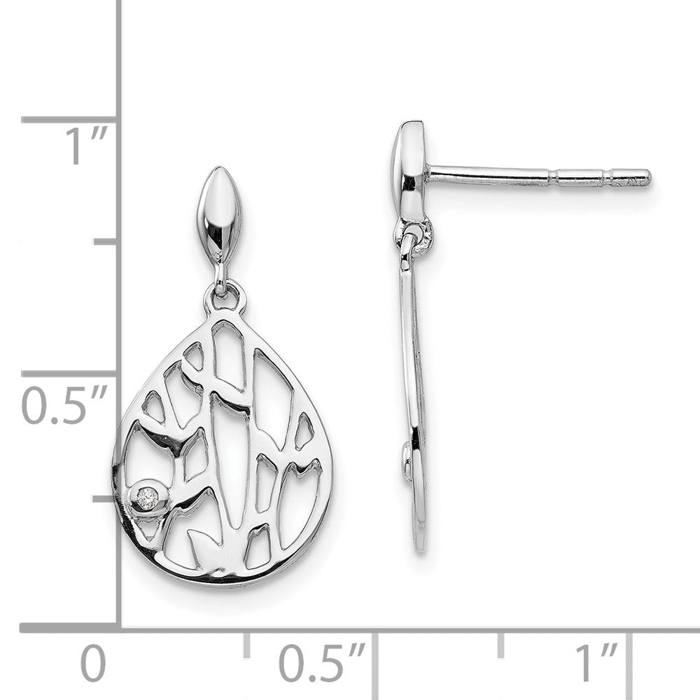 Sterlingsilber rhodinierte Diamant-Blatt-Ohrhänger