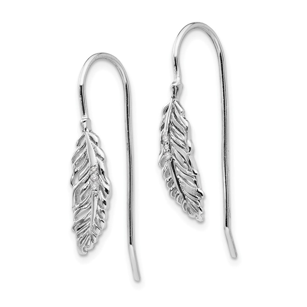 White Ice Ohrhänger „Feder" aus rhodiniertem Sterlingsilber mit Diamanten