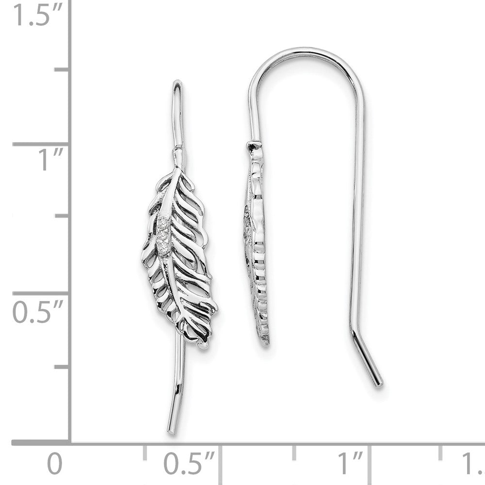 White Ice Ohrhänger „Feder" aus rhodiniertem Sterlingsilber mit Diamanten