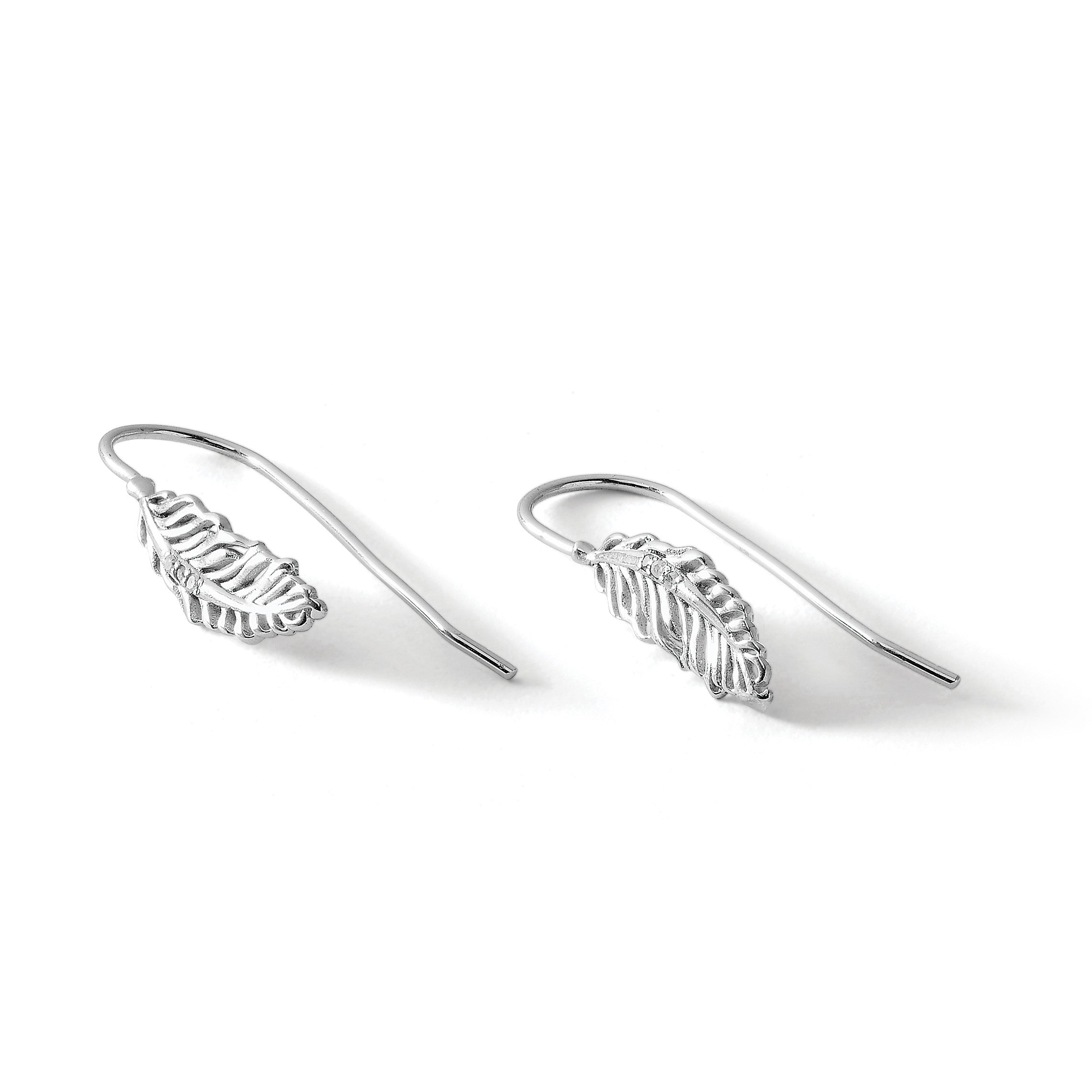 White Ice Ohrhänger „Feder" aus rhodiniertem Sterlingsilber mit Diamanten