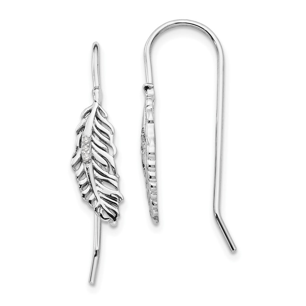 White Ice Ohrhänger „Feder" aus rhodiniertem Sterlingsilber mit Diamanten