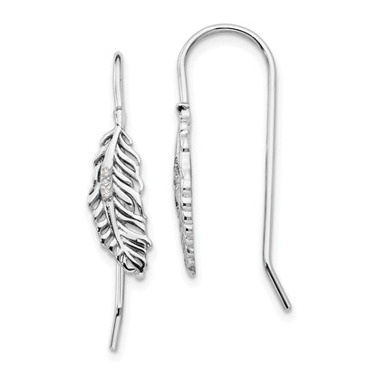 White Ice Ohrhänger „Feder" aus rhodiniertem Sterlingsilber mit Diamanten