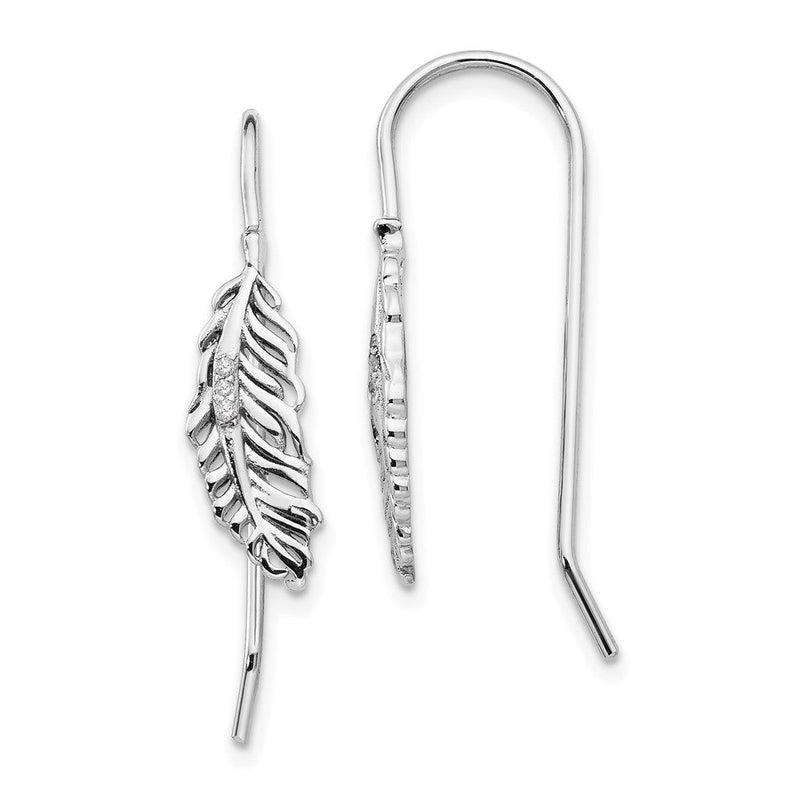 White Ice Ohrhänger „Feder" aus rhodiniertem Sterlingsilber mit Diamanten