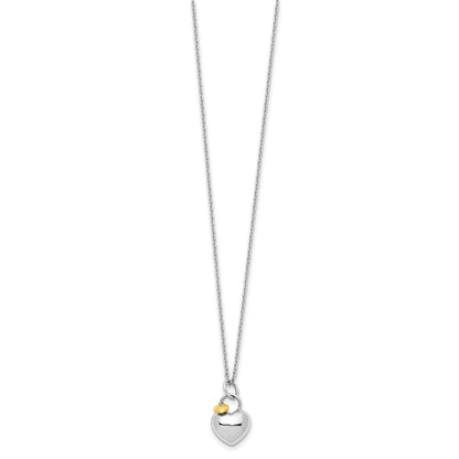 Sterlingsilber Weiß Eis Rhodiniert Goldfarben 18 Zoll Diamant Doppelt Herz Halskette mit 2 Verlängerung