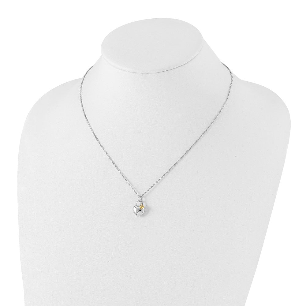 Sterlingsilber Weiß Eis Rhodiniert Goldfarben 18 Zoll Diamant Doppelt Herz Halskette mit 2 Verlängerung
