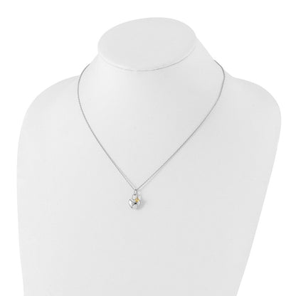 Sterlingsilber Weiß Eis Rhodiniert Goldfarben 18 Zoll Diamant Doppelt Herz Halskette mit 2 Verlängerung
