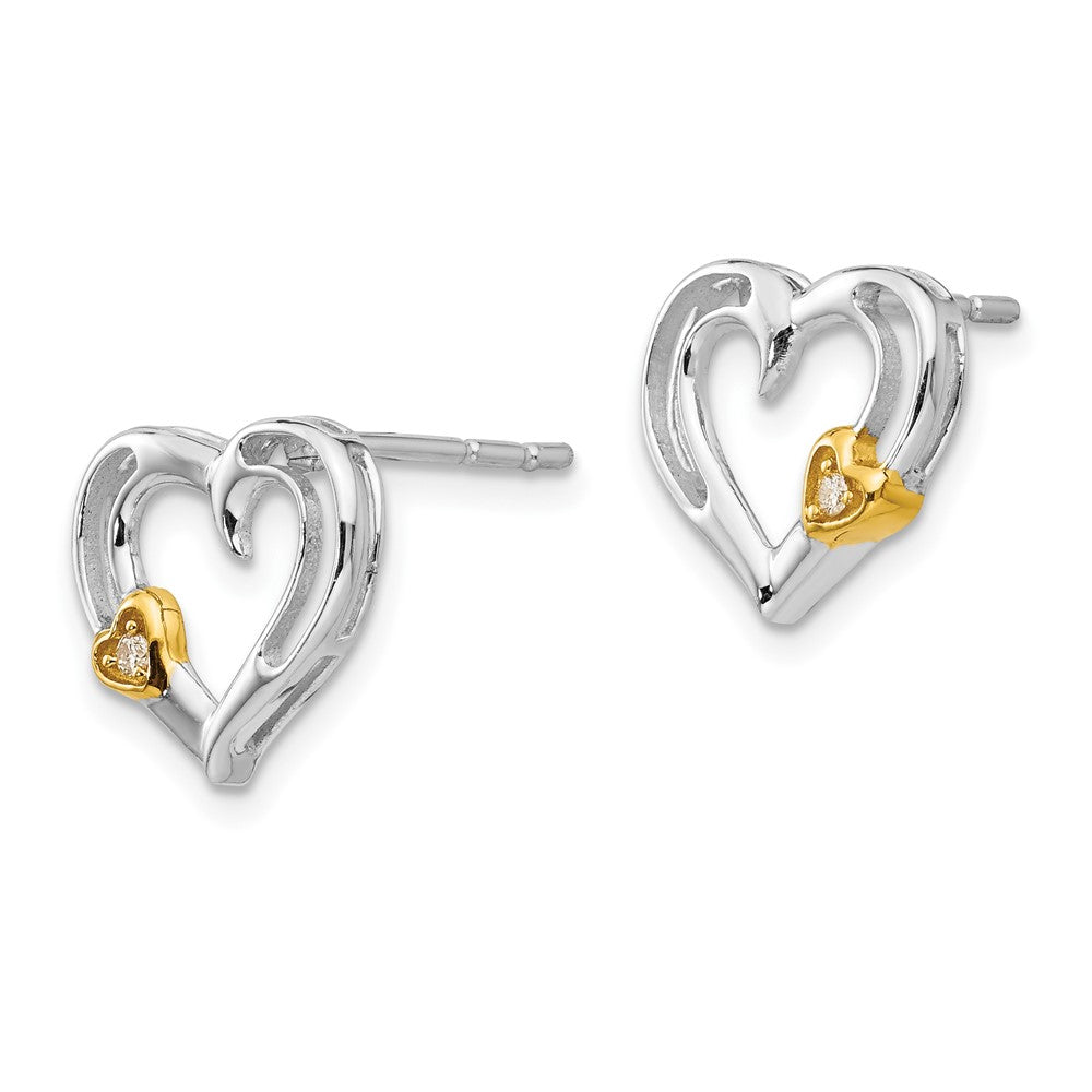 White Ice Herz-Ohrstecker aus Sterlingsilber, rhodiniert, silberfarben, mit Diamant