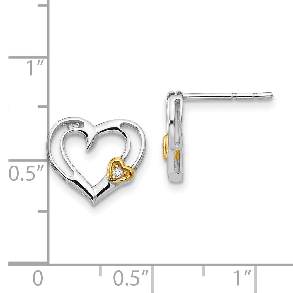 White Ice Herz-Ohrstecker aus Sterlingsilber, rhodiniert, silberfarben, mit Diamant