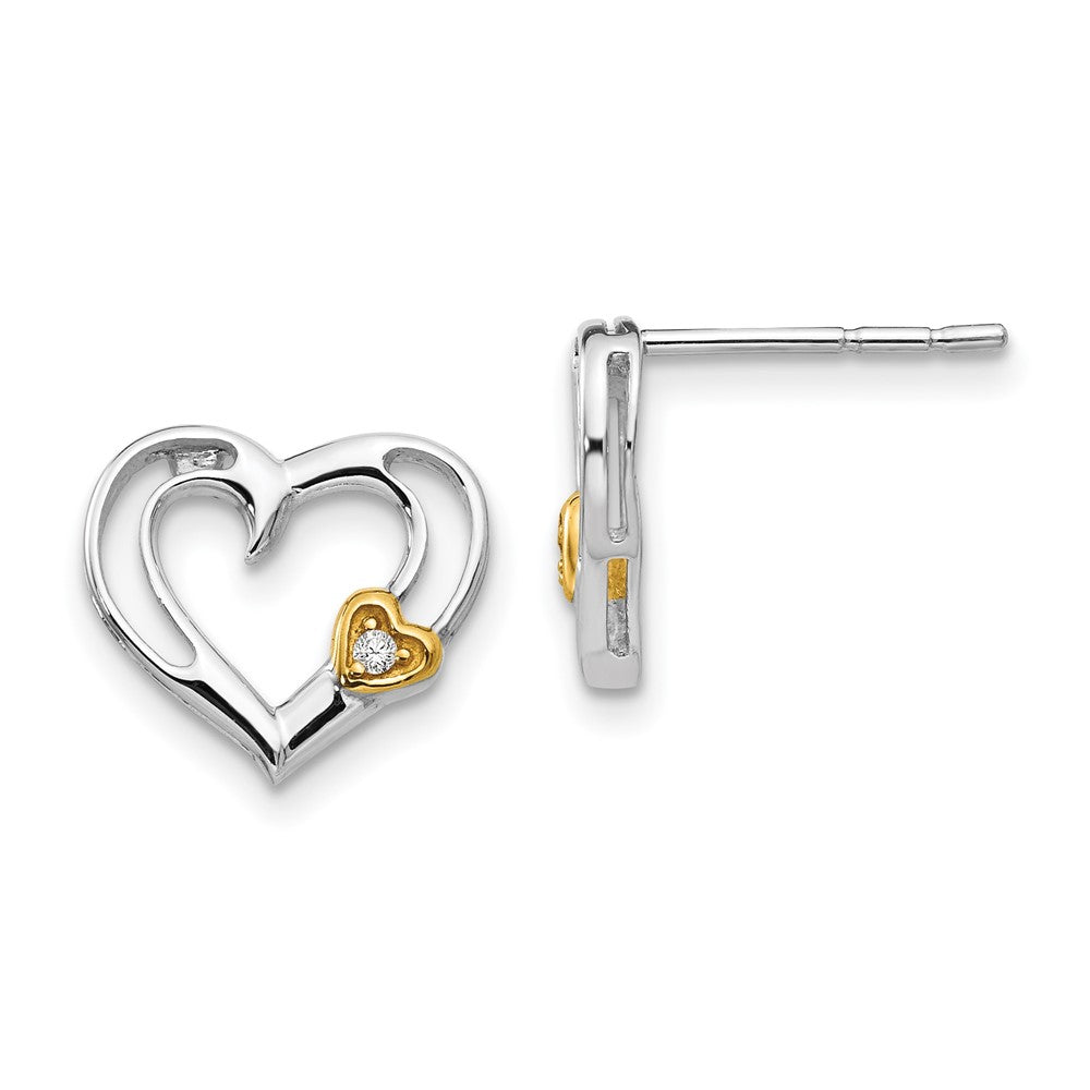 White Ice Herz-Ohrstecker aus Sterlingsilber, rhodiniert, silberfarben, mit Diamant