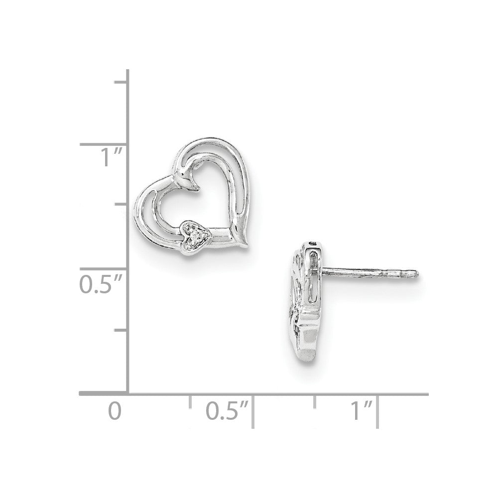 Sterlingsilber Diamant-Herz-Ohrstecker