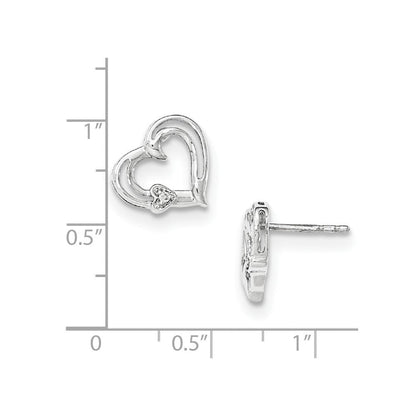 Sterlingsilber Diamant-Herz-Ohrstecker