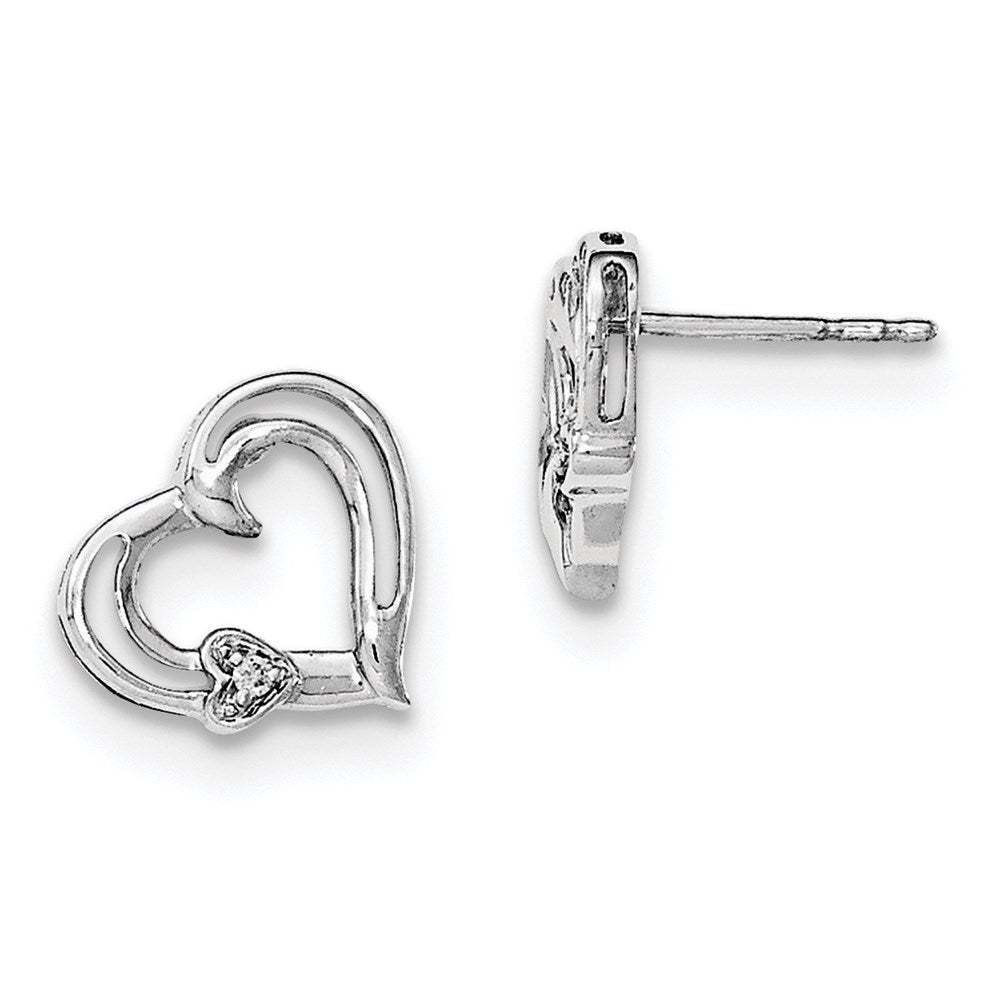 Sterlingsilber Diamant-Herz-Ohrstecker