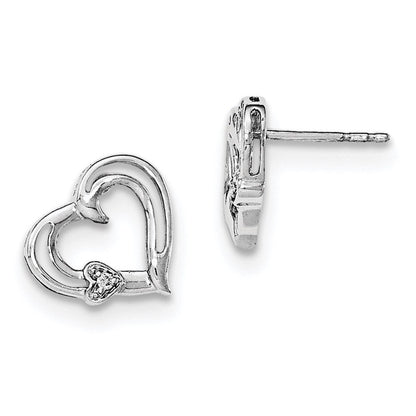 Sterlingsilber Diamant-Herz-Ohrstecker