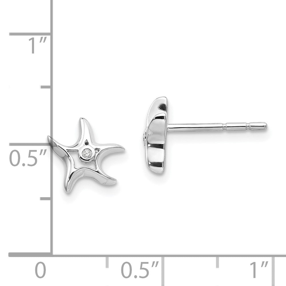 Ohrstecker Seestern rhodiniertes Sterlingsilber mit Diamant