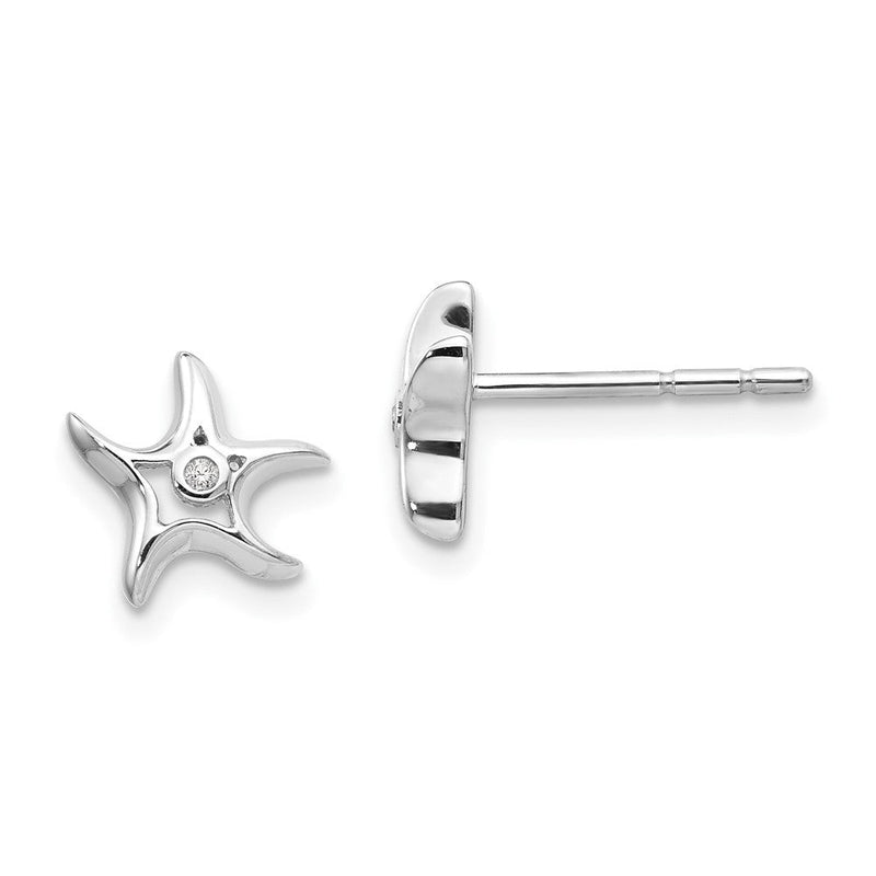Ohrstecker Seestern rhodiniertes Sterlingsilber mit Diamant