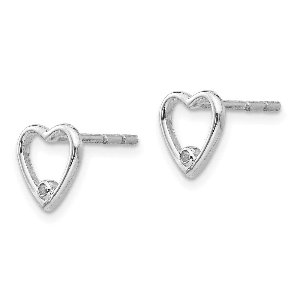 White Ice Sterlingsilber Diamant-Ohrstecker mit offenem Herz, rhodiniert