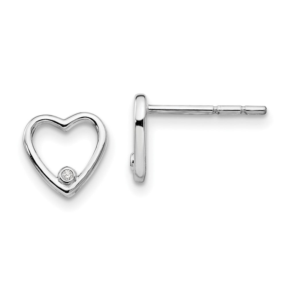 White Ice Sterlingsilber Diamant-Ohrstecker mit offenem Herz, rhodiniert